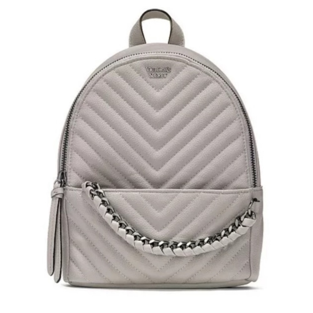 Victoria's Secret Gray V-Quilt City Mini Backpack